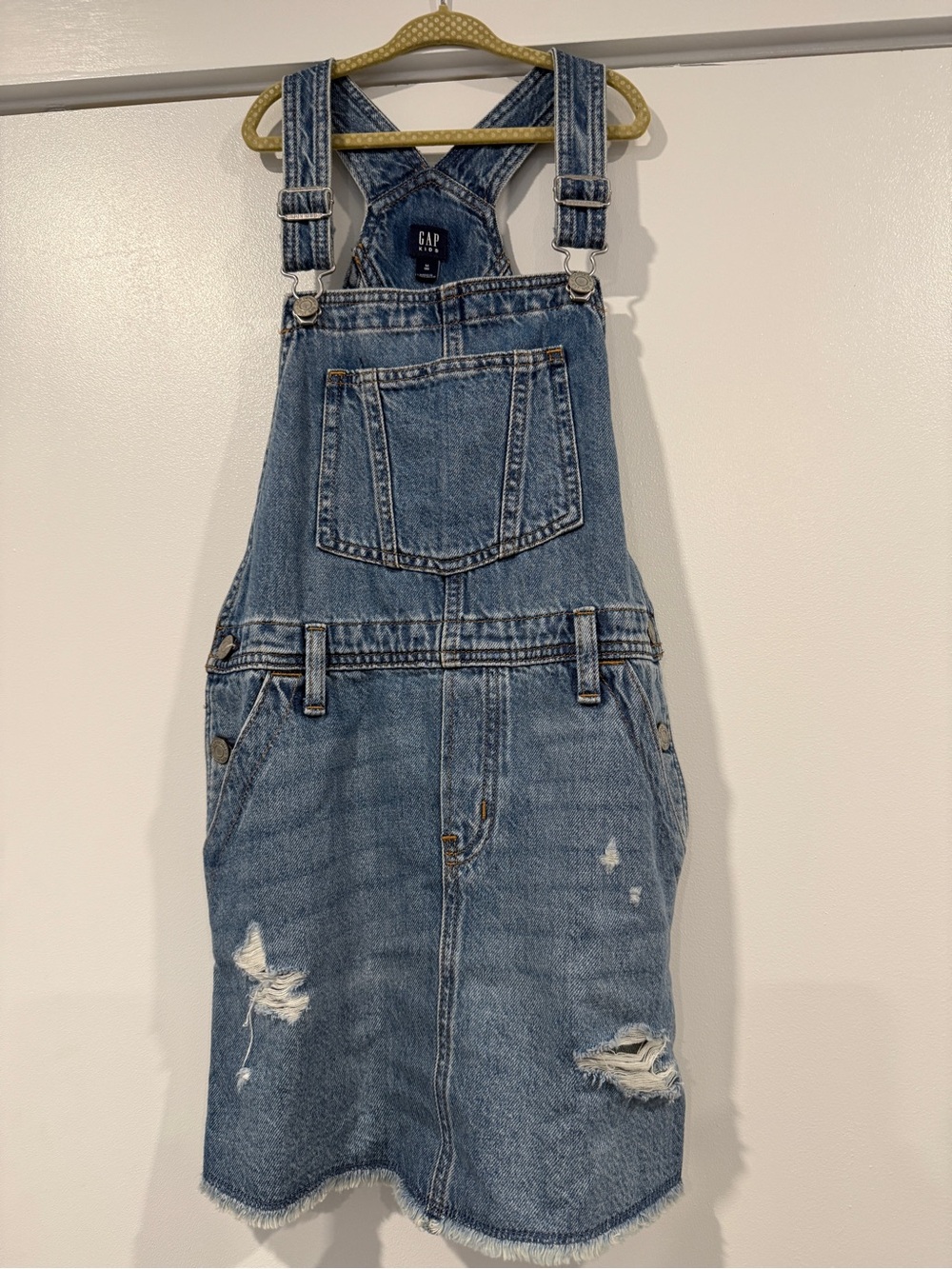 Girls denim “overalls” dress worn once